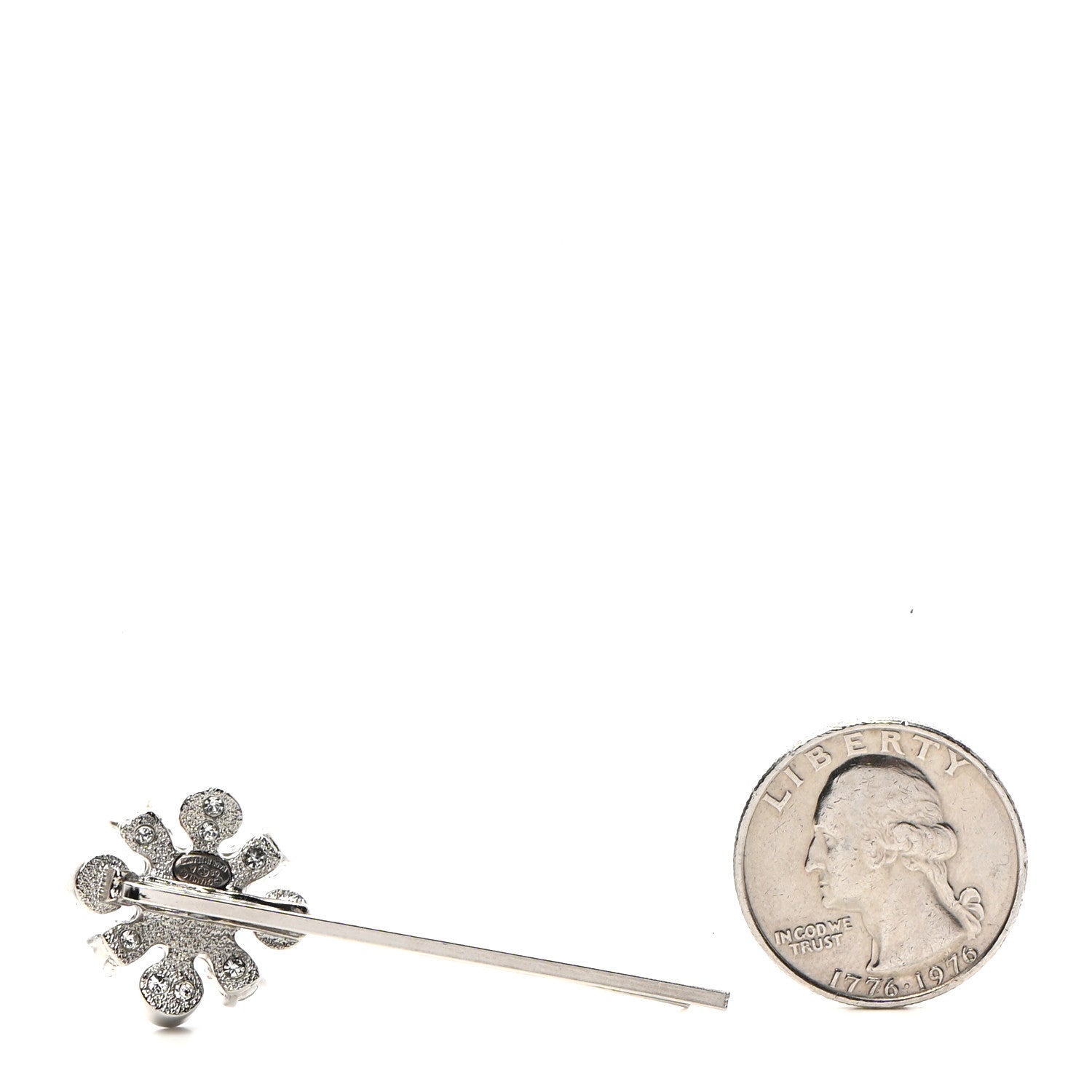 Chanel Crystal CC Hair Clip Pin Silver 2 of 3
