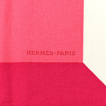 Hermes Cashmere Silk Encadre H Passant Giant Scarf 140 Rose Bonbon Fuchsia 4 of 4