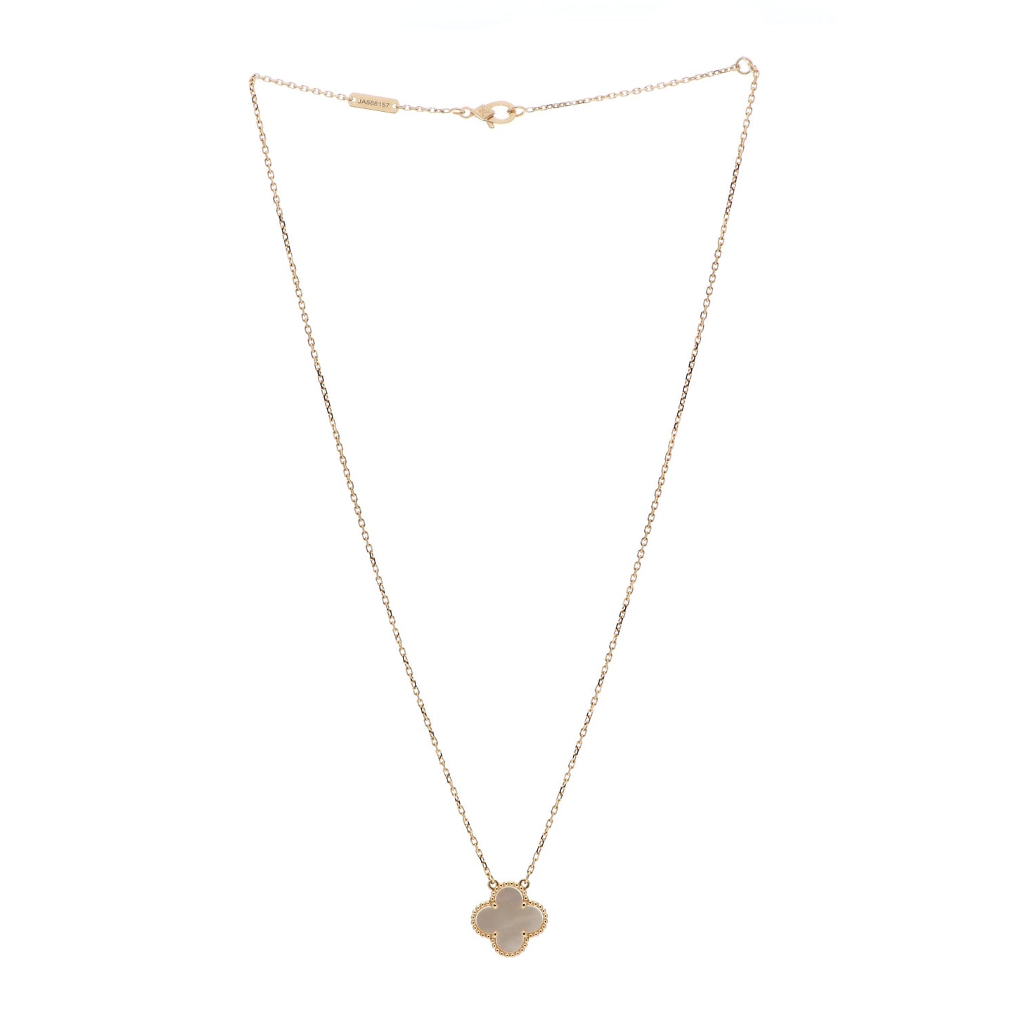 18K Yellow Gold Mother of Pearl Vintage Alhambra Pendant Necklace