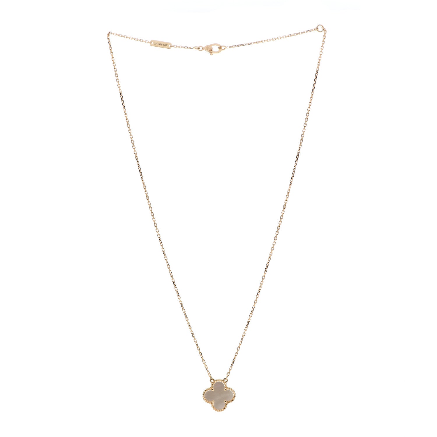 Van Cleef & Arpels 18K Yellow Gold Mother of Pearl Vintage Alhambra Pendant Necklace 3 of 6