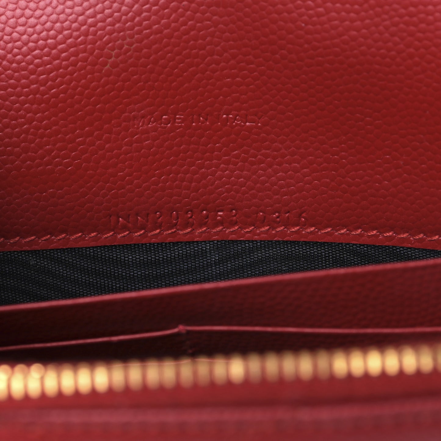 Grain De Poudre Matelasse Chevron Monogram Envelope Chain Wallet Red