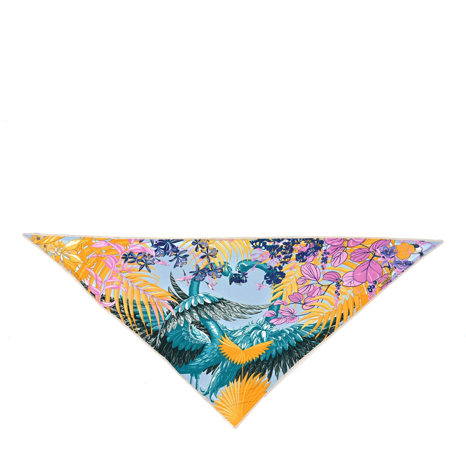Hermes Silk Jersey Flamingo Party Maxi Pointe Triangle Scarf 1 of 3