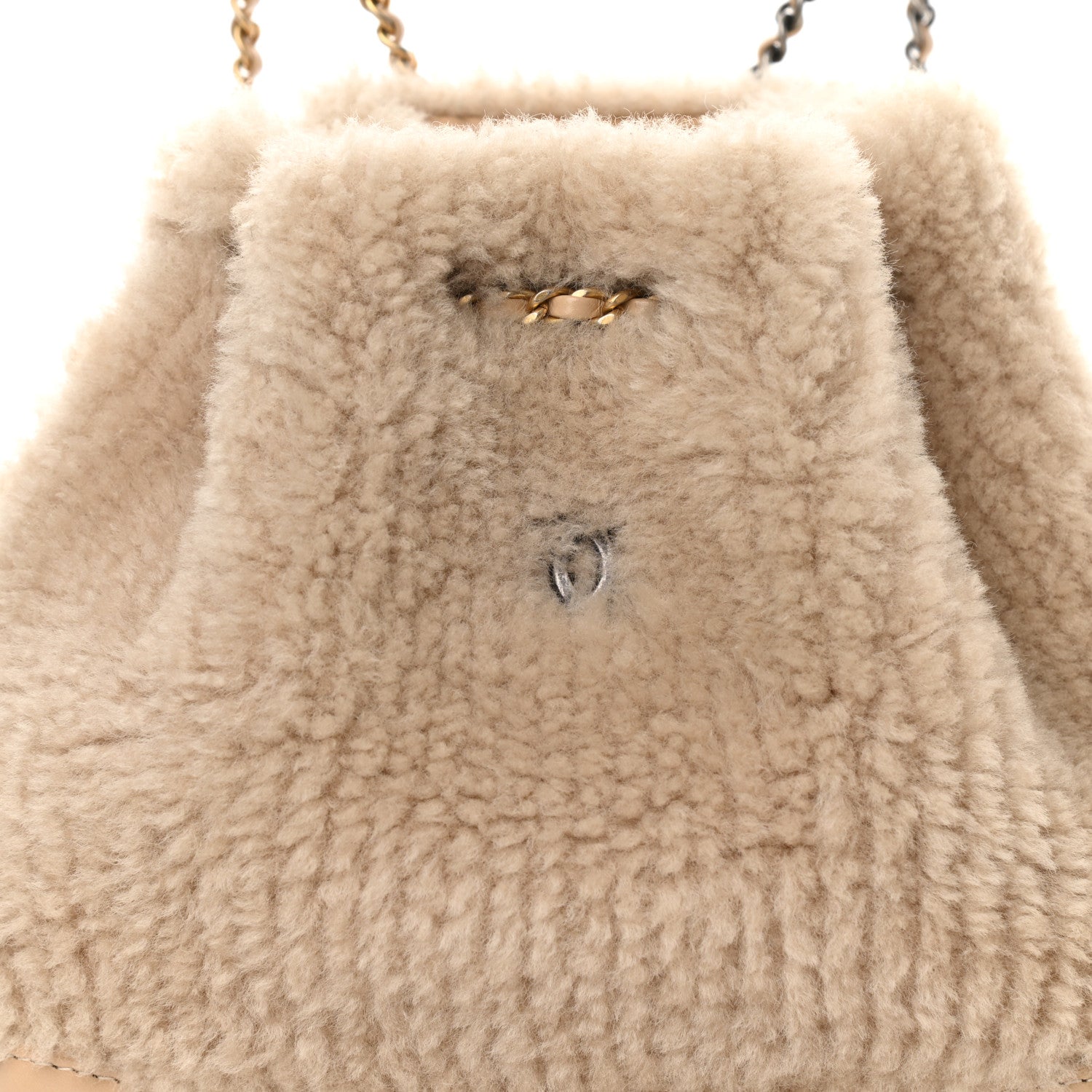 Chanel Shearling Small Gabrielle Backpack Dark Beige 8 of 10