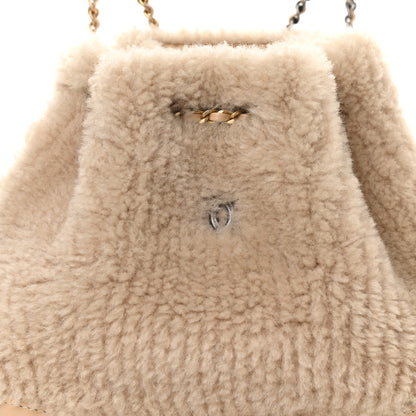 Chanel Shearling Small Gabrielle Backpack Dark Beige 8 of 10