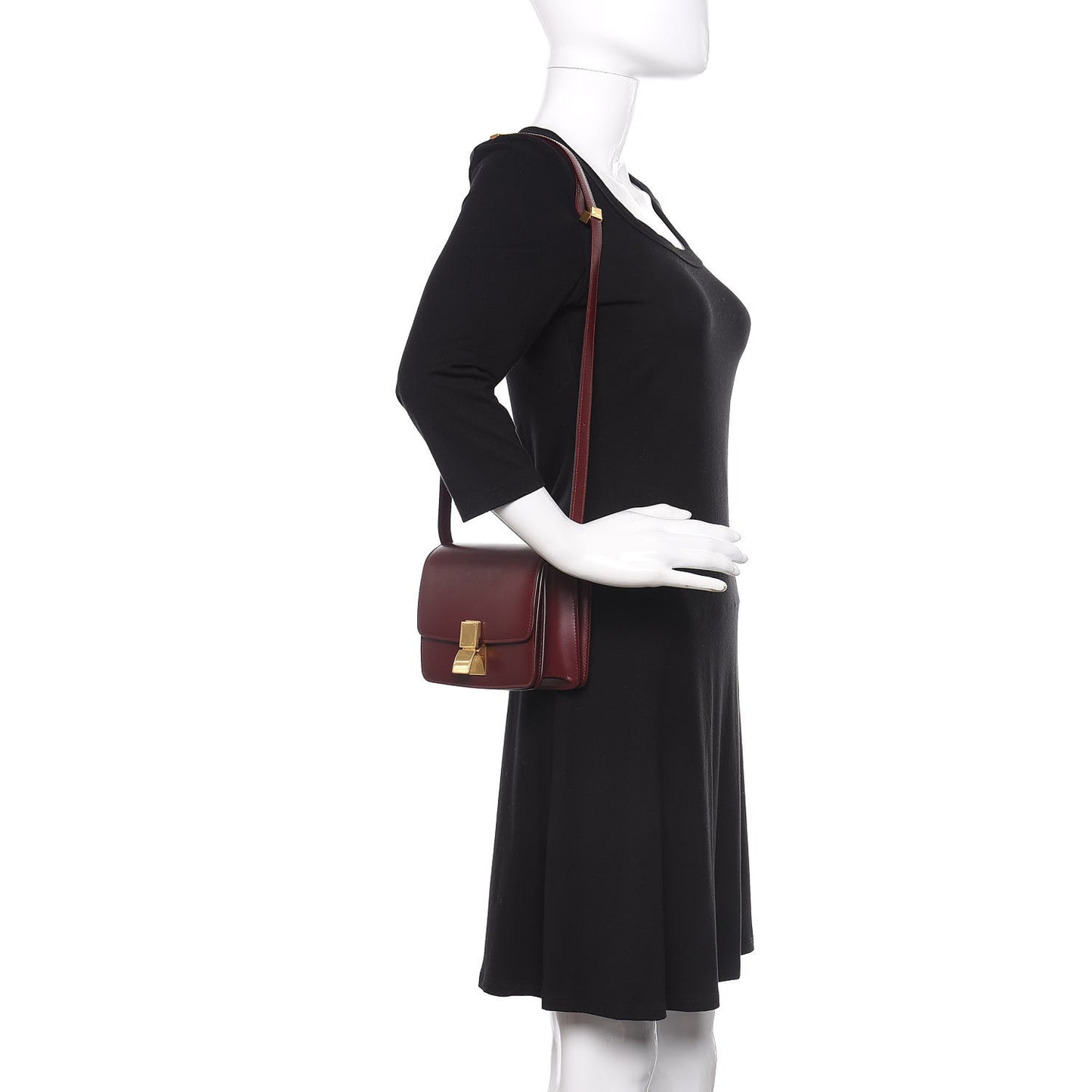 Box Calfskin Small Classic Box Flap Bag Burgundy