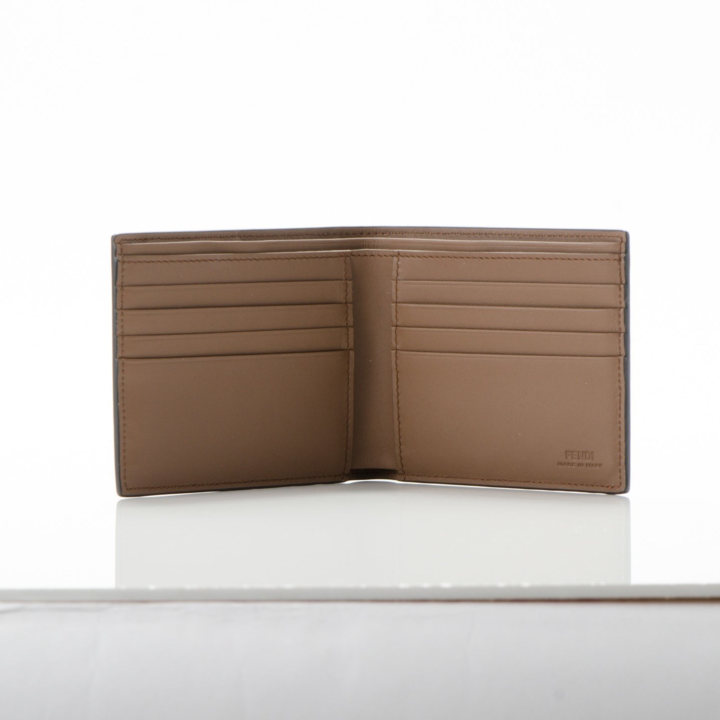 Vitello Elite Striped Eye Monster Bi-Fold Wallet Moka