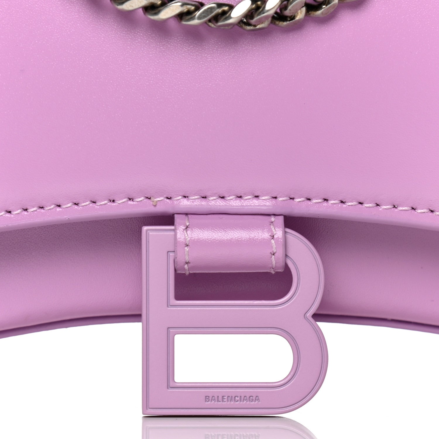 Balenciaga Shiny Box Calfskin Tonal B Hourglass Chain Bag Liliac 6 of 6