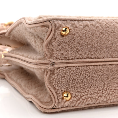 Fendi Curly Shearling Shiny Nappa Small Peekaboo I SEE U Satchel Rosa Plaster 8 of 9