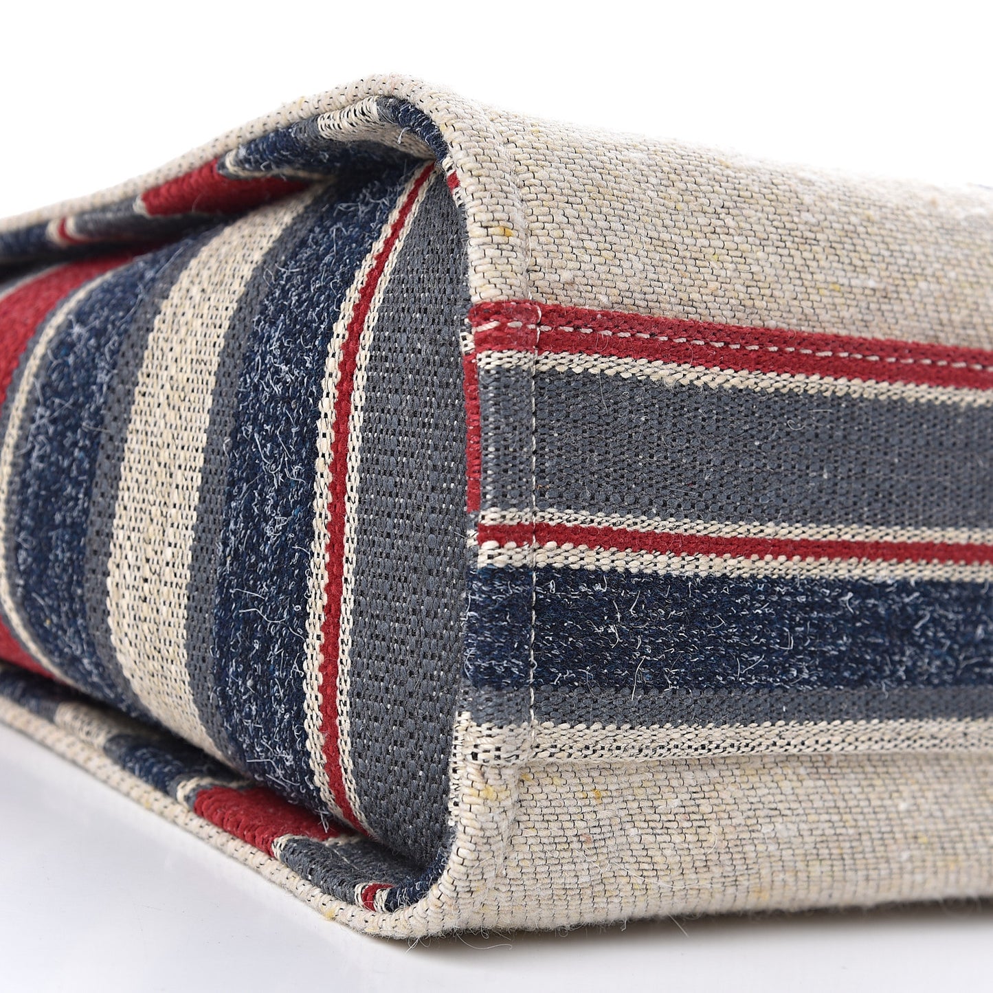 Striped Canvas Small Deauville Tote Beige