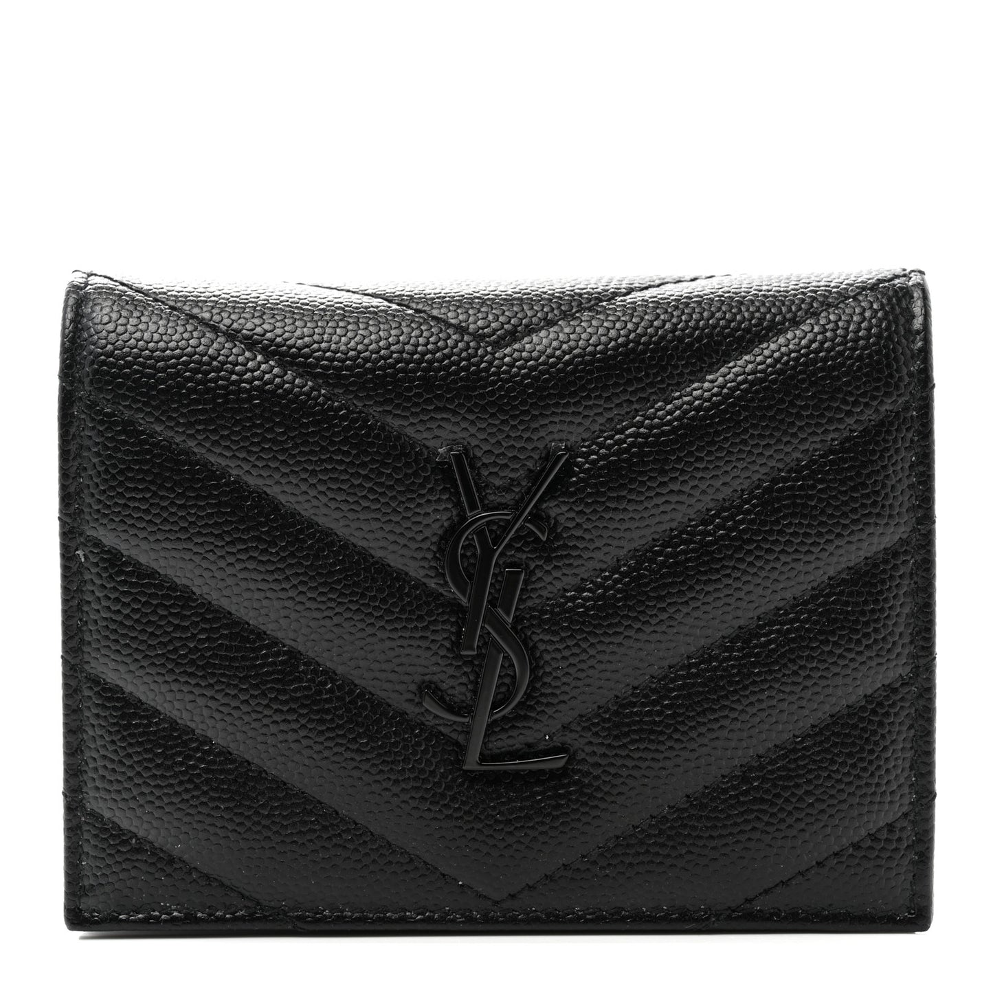 Grain De Poudre Matelasse Chevron Monochrome Monogram Flap Card Case Black