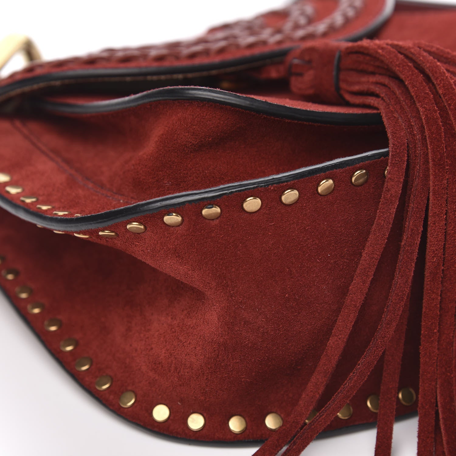 Chloe Suede Calfskin Braided Mini Hudson Shoulder Bag Sienna Red 8 of 9