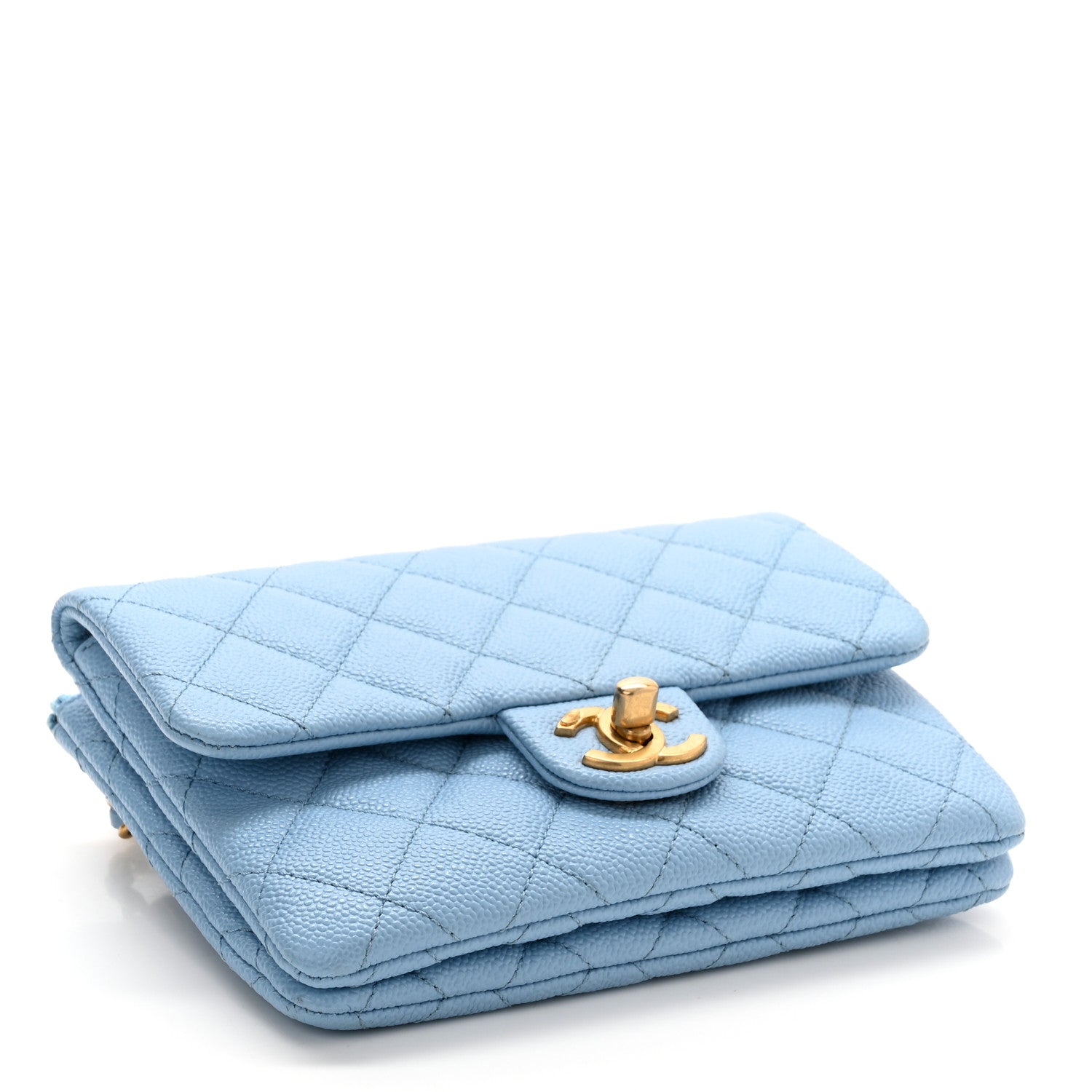 Chanel Shiny Caviar Pick Me Up Flap Belt Bag Light Blue 4 of 11