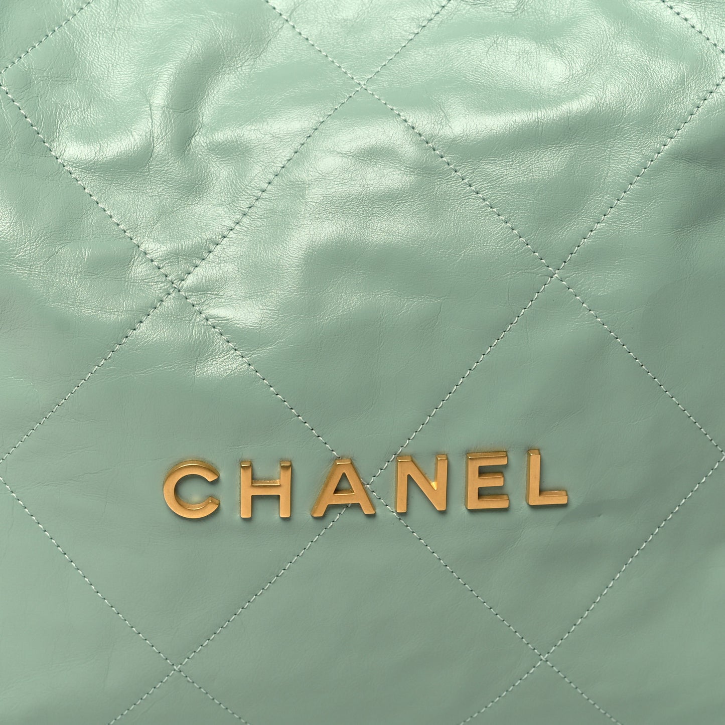 Shiny Calfskin Quilted Chanel 22 Light Green