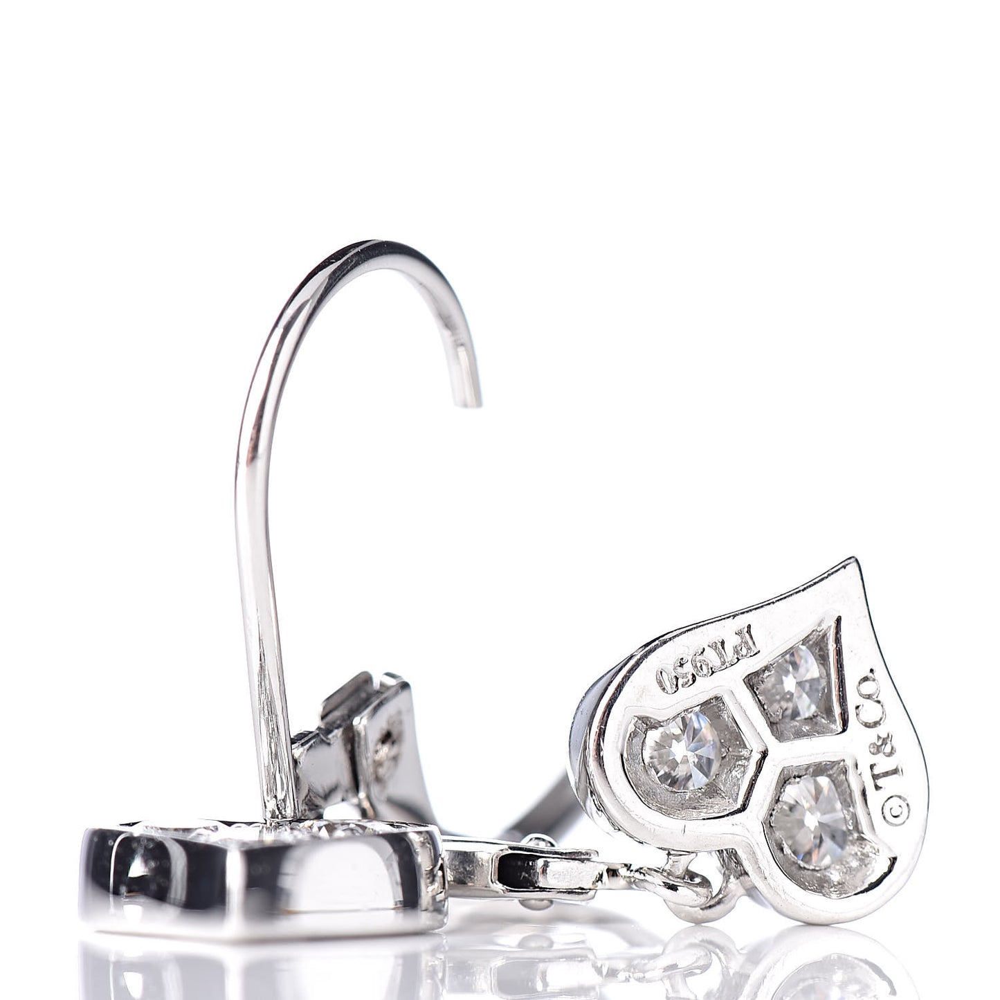Platinum Diamond Heart Drop Earrings