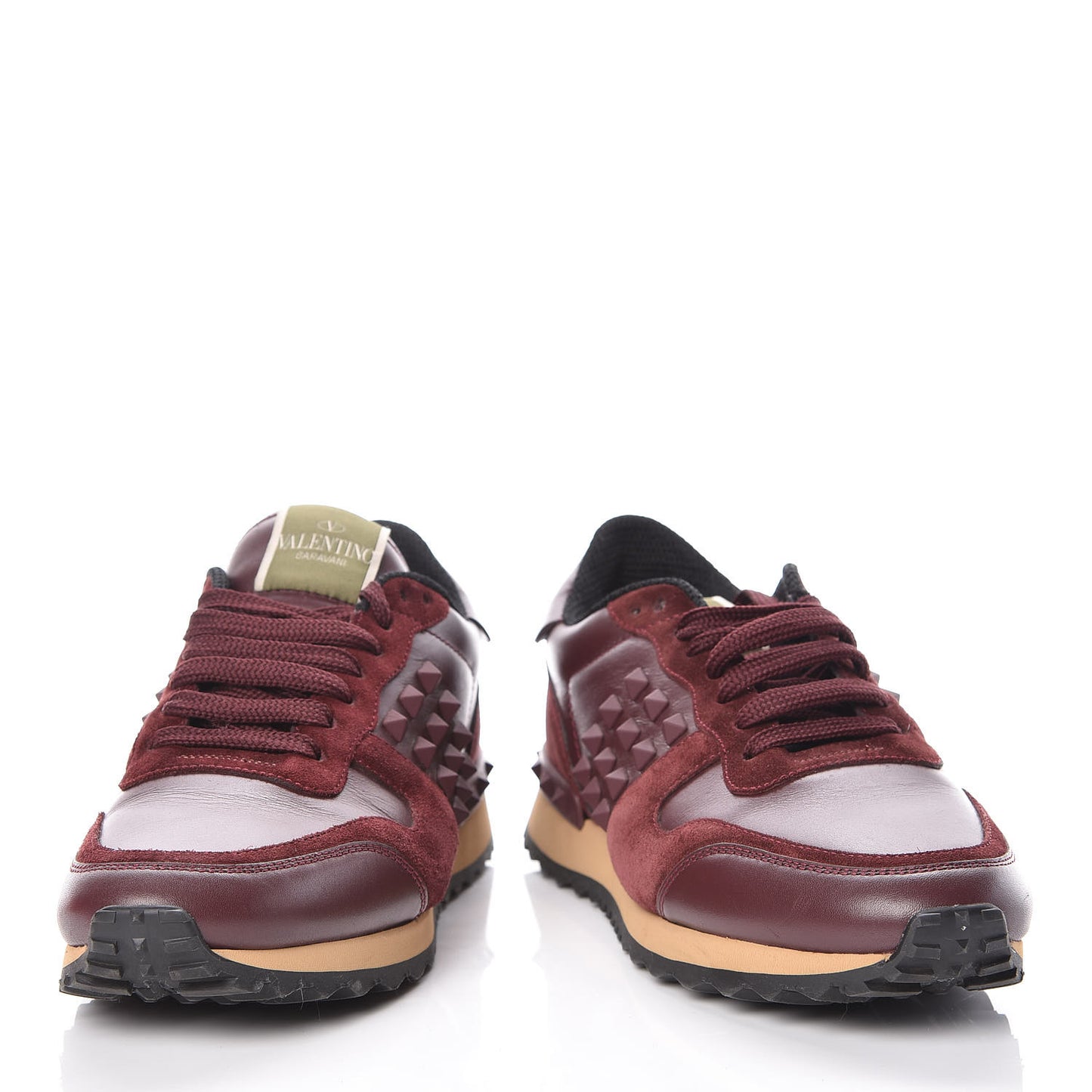 Calfskin Suede Rockstud Sneakers 36 Rubin