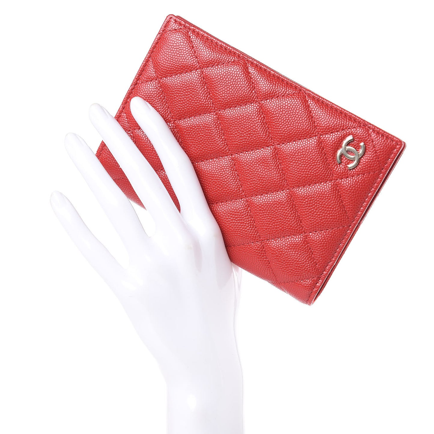 Caviar Quilted Passport Holder Red