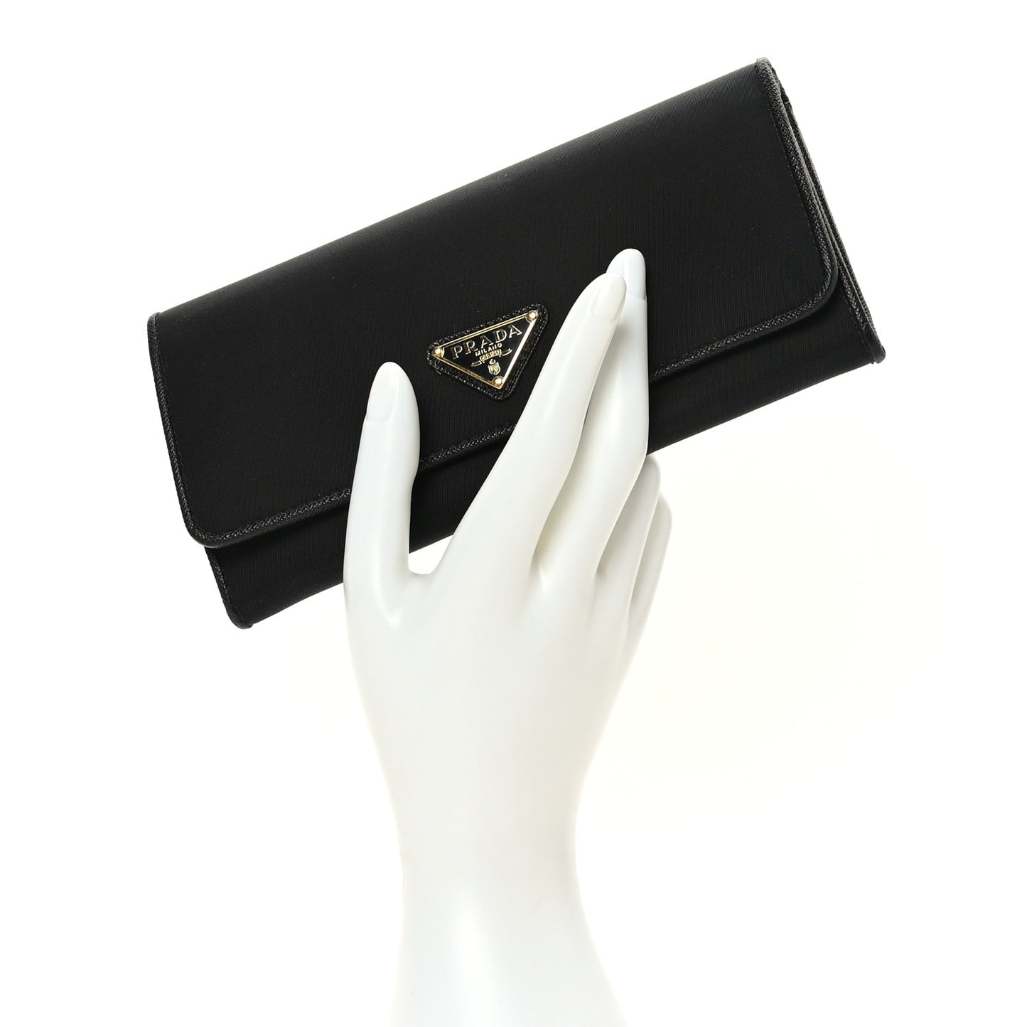 Tessuto Nylon Soft Calf Continental Flap Wallet Black