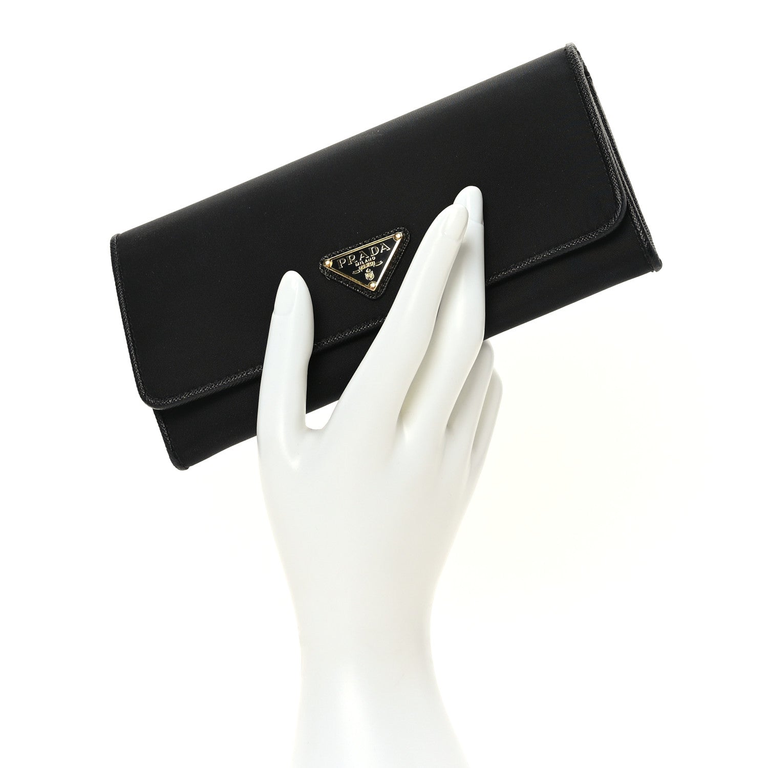 Prada Tessuto Nylon Soft Calf Continental Flap Wallet Black 3 of 8