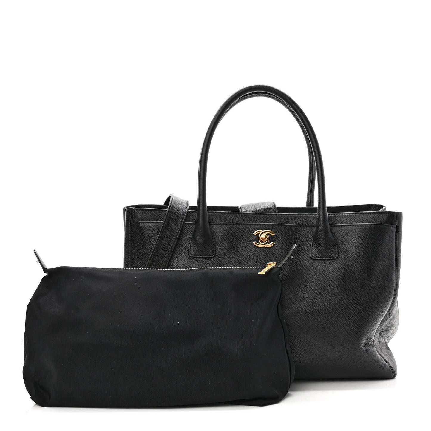 Calfskin Cerf Executive Shopper Tote Black