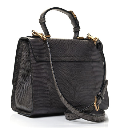 Dolce & Gabbana Lizard Calfskin Embossed Medium Monica Top Handle Bag Grey 2 of 4
