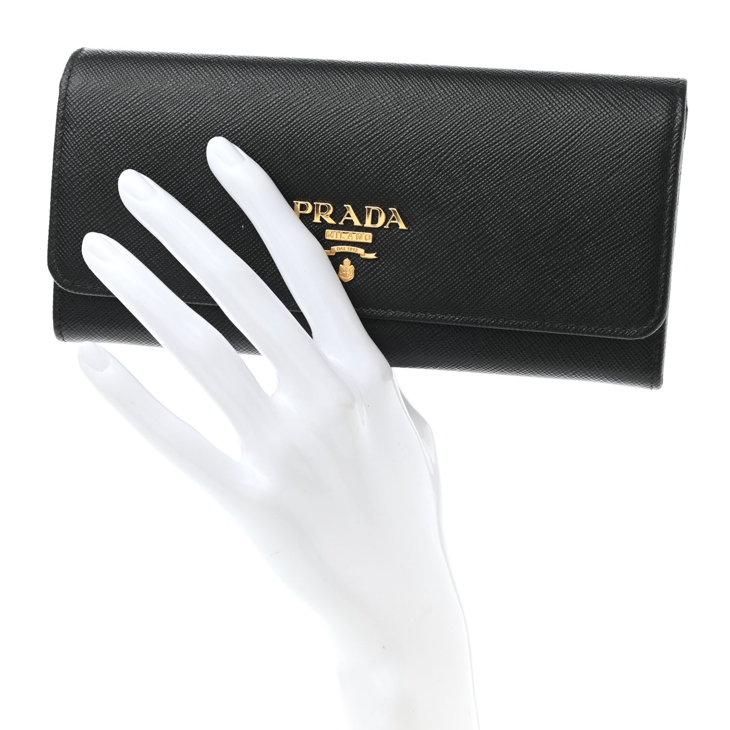 Saffiano Continental Flap Wallet Black Ibisco