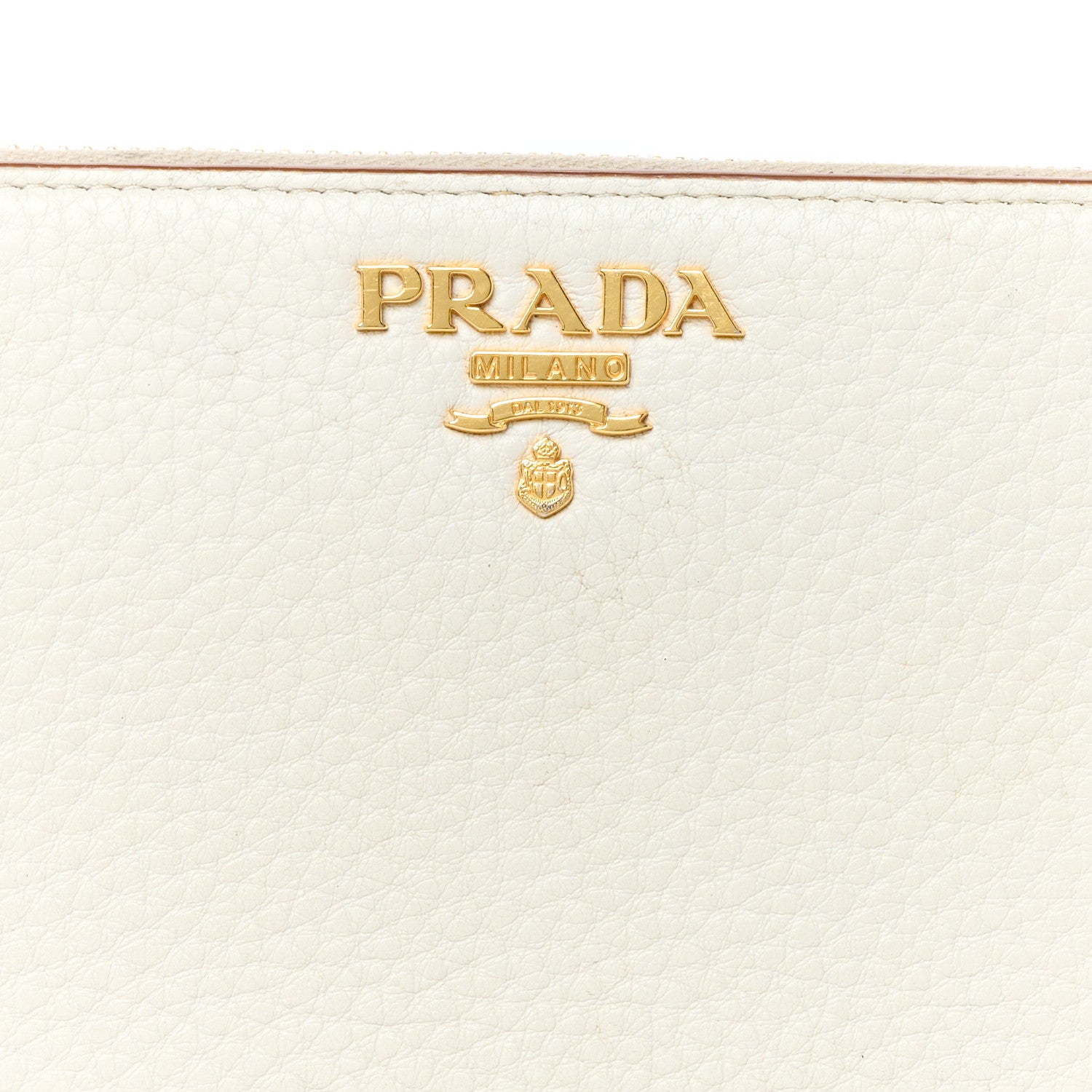 Prada Daino Bi-Color Metal Zip Around Wallet Talco Caramel 8 of 10