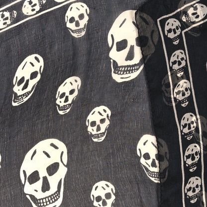 Alexander McQueen Silk Chiffon Skull Scarf Black Ivory 4 of 4