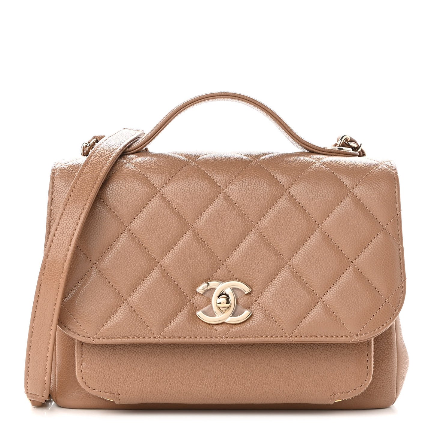 Caviar Quilted Medium Business Affinity Flap Beige