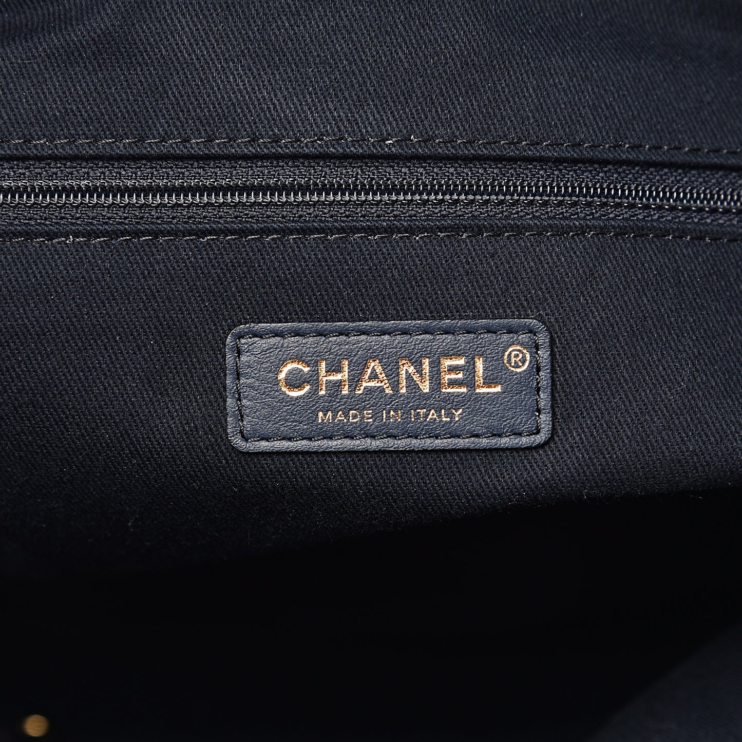 Lurex Canvas Medium Deauville Tote Navy Blue Gold