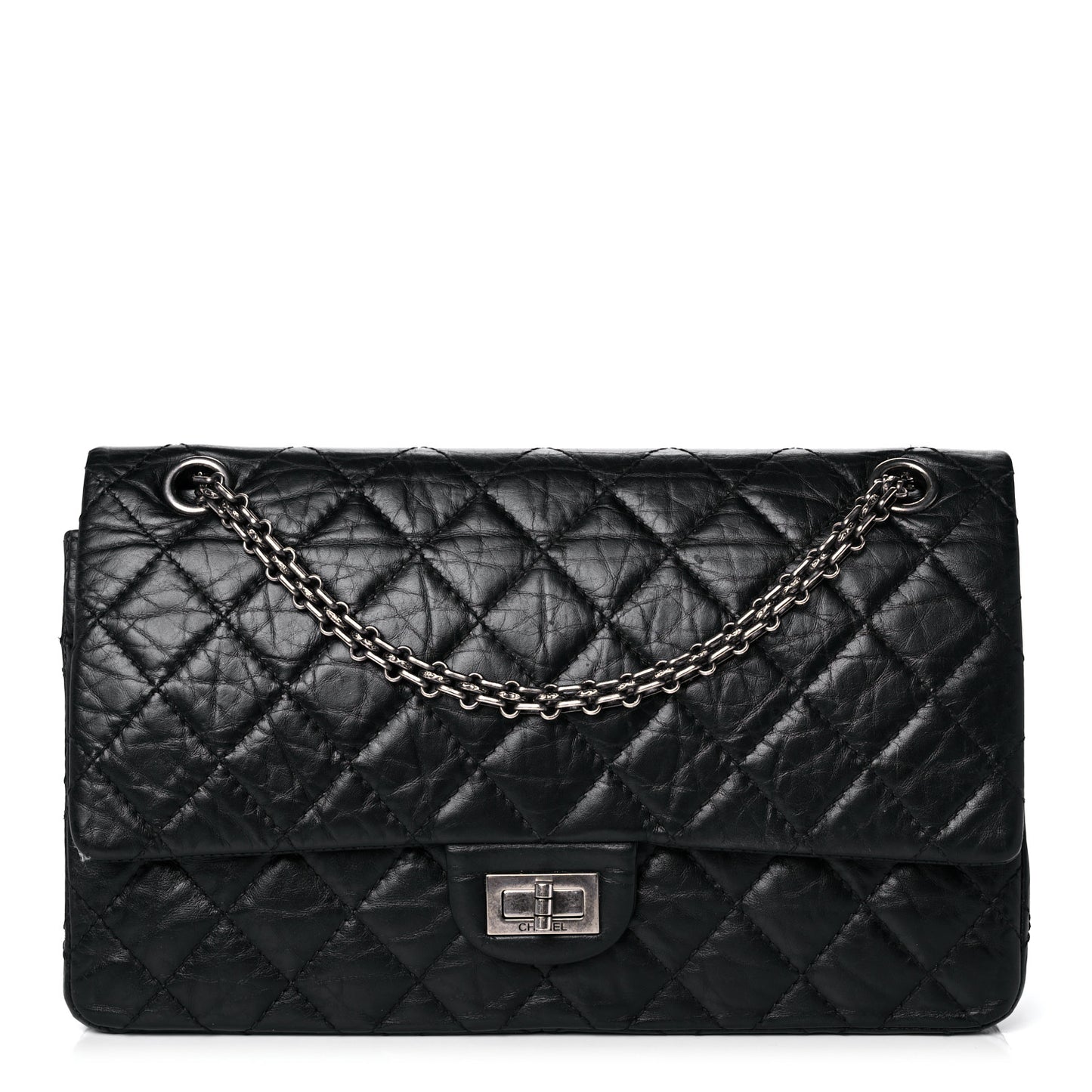 Aged Calfskin Quilted 2.55 Reissue 226 Flap Black