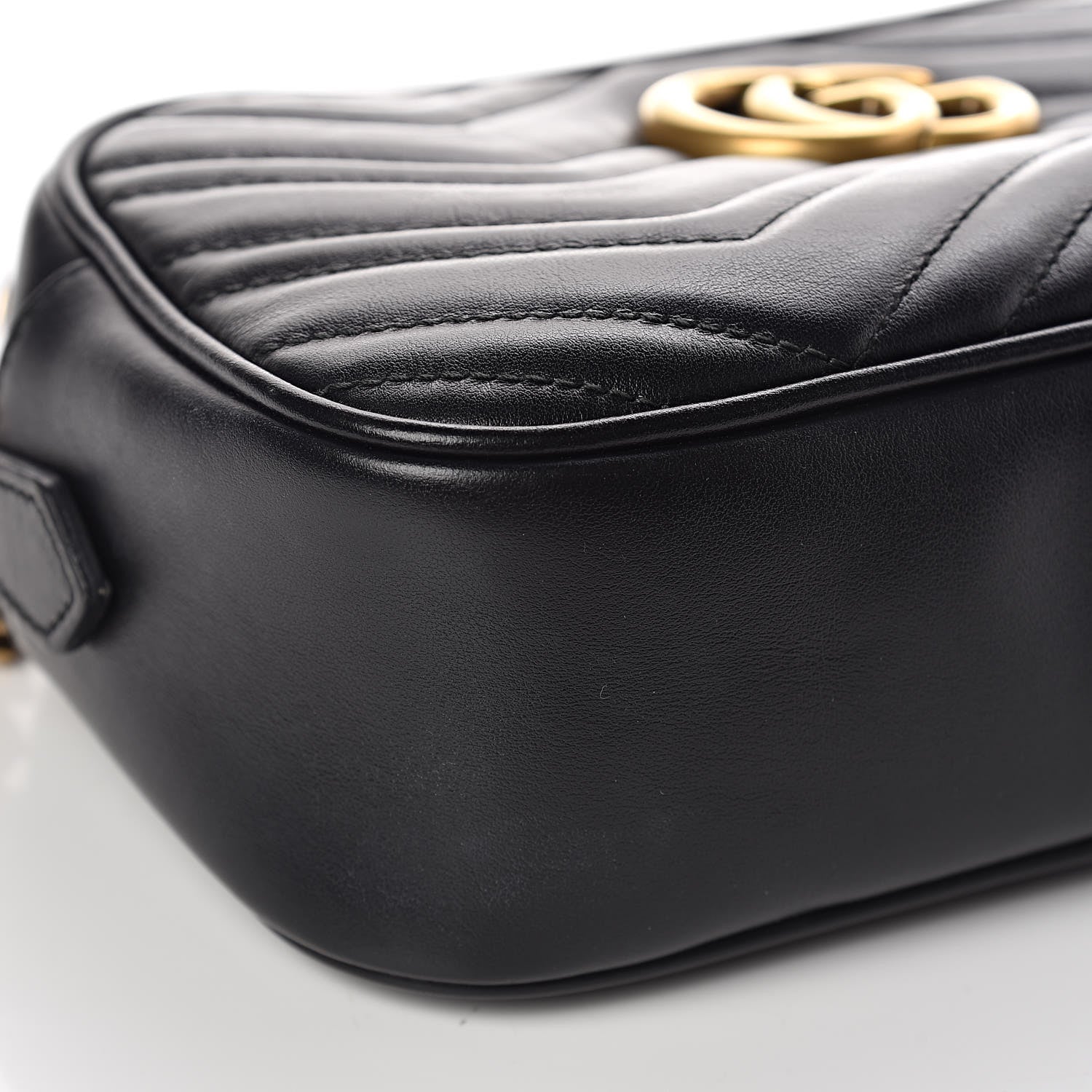 Gucci Calfskin Matelasse Small GG Marmont Chain Shoulder Bag Black 8 of 11