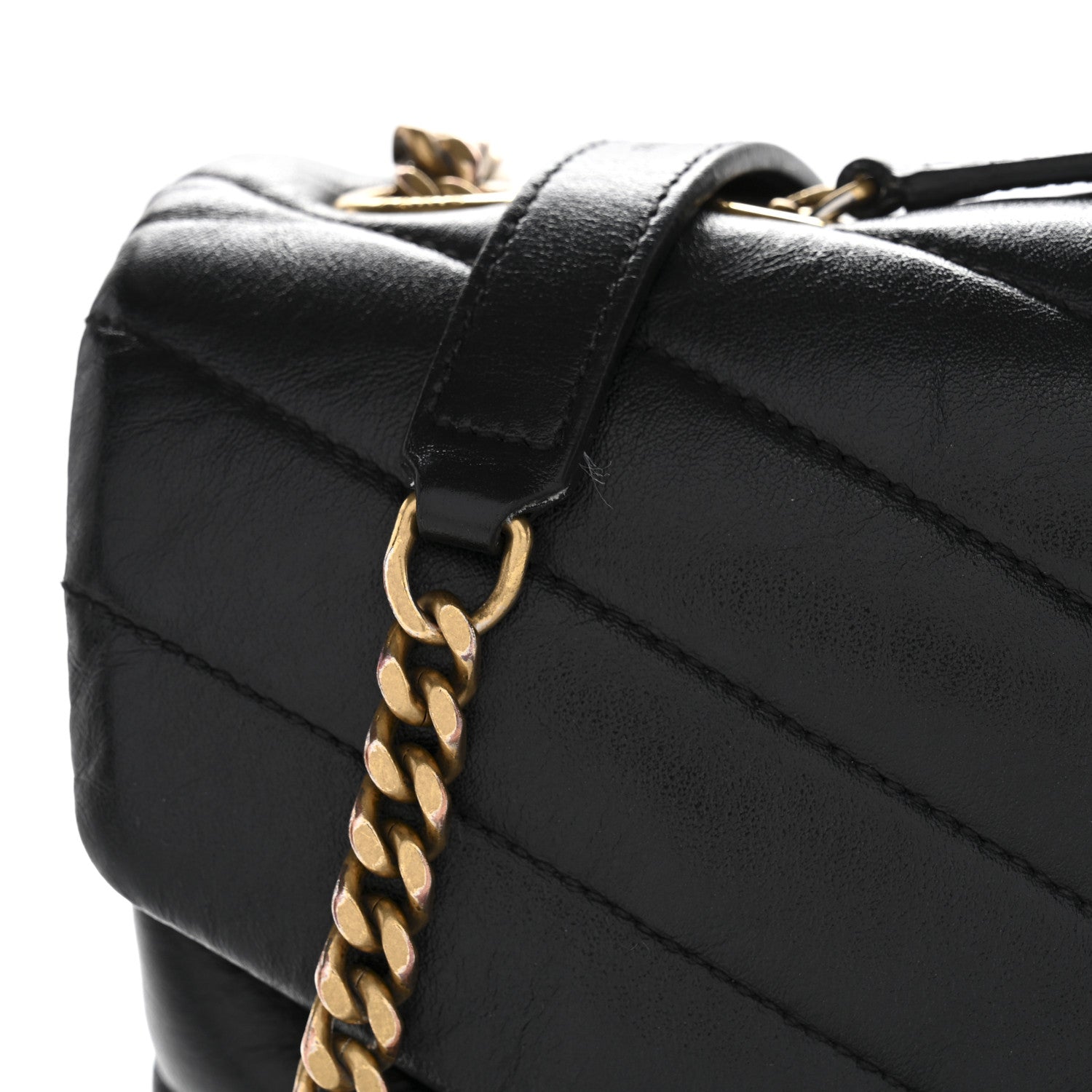 Saint Laurent Calfskin Y Quilted Monogram Medium Loulou Chain Satchel Black 14 of 16