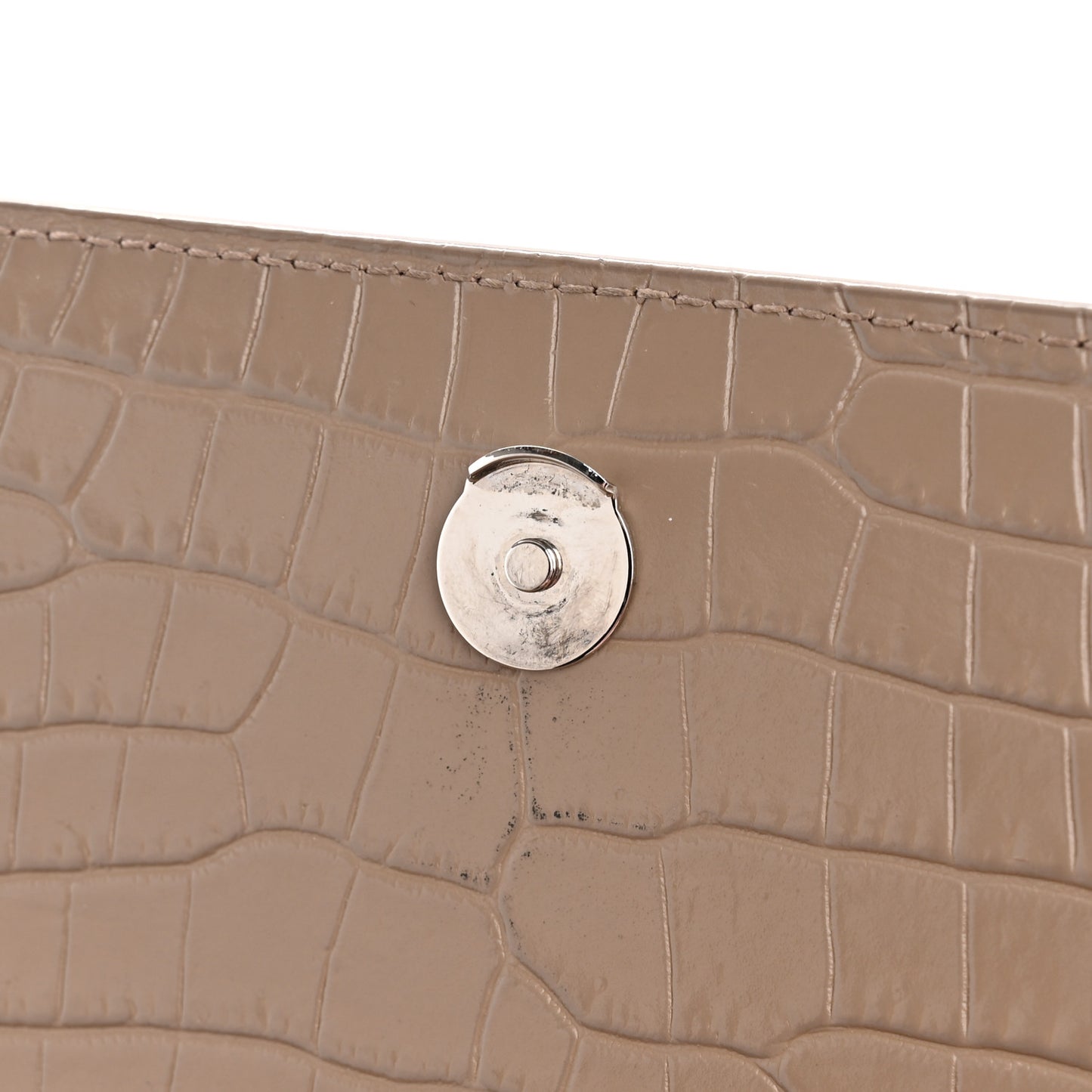Calfskin Crocodile Embossed Medium Monogram Sunset Dusty Grey