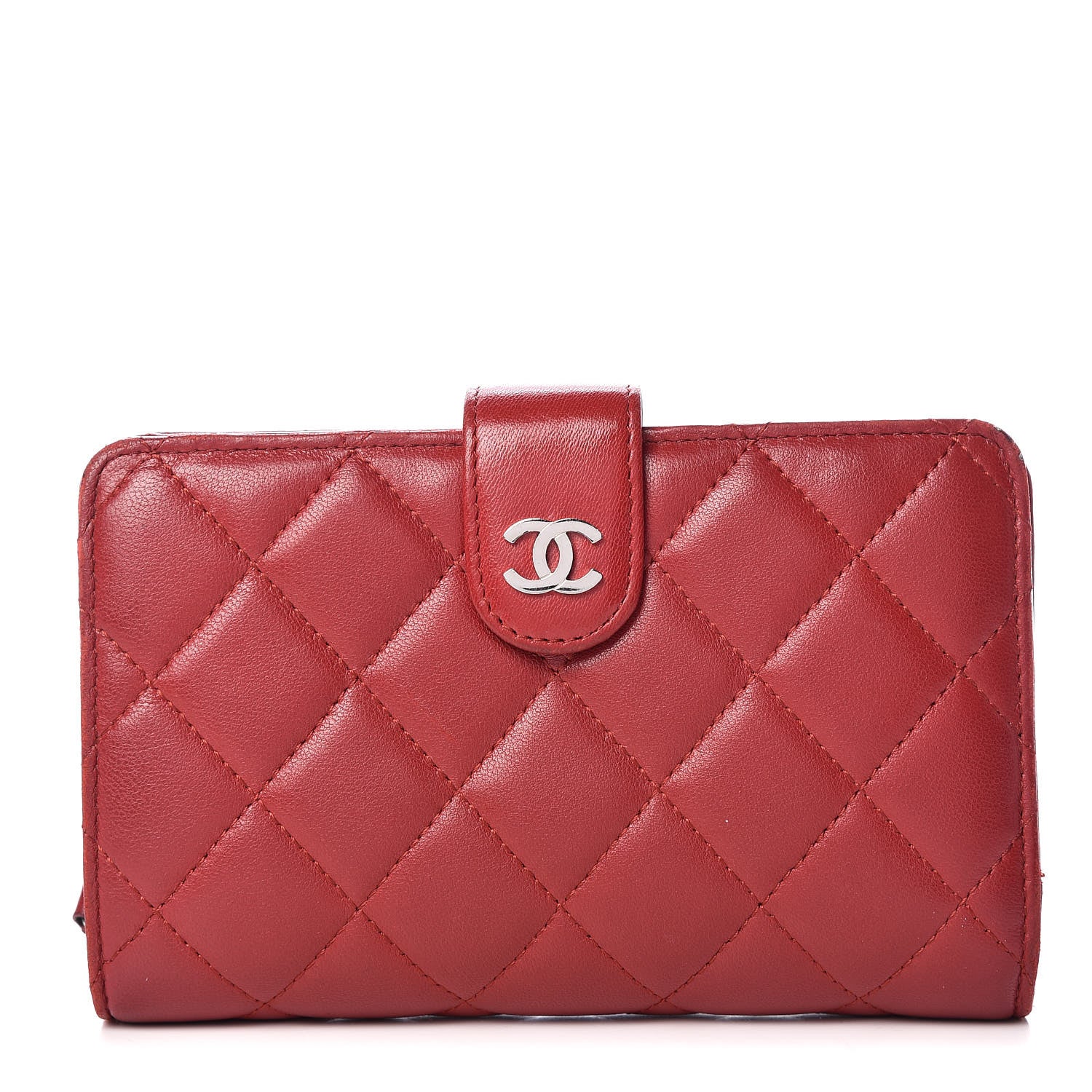Chanel Lambskin Quilted Zipped Pocket Wallet Red 1 of 15