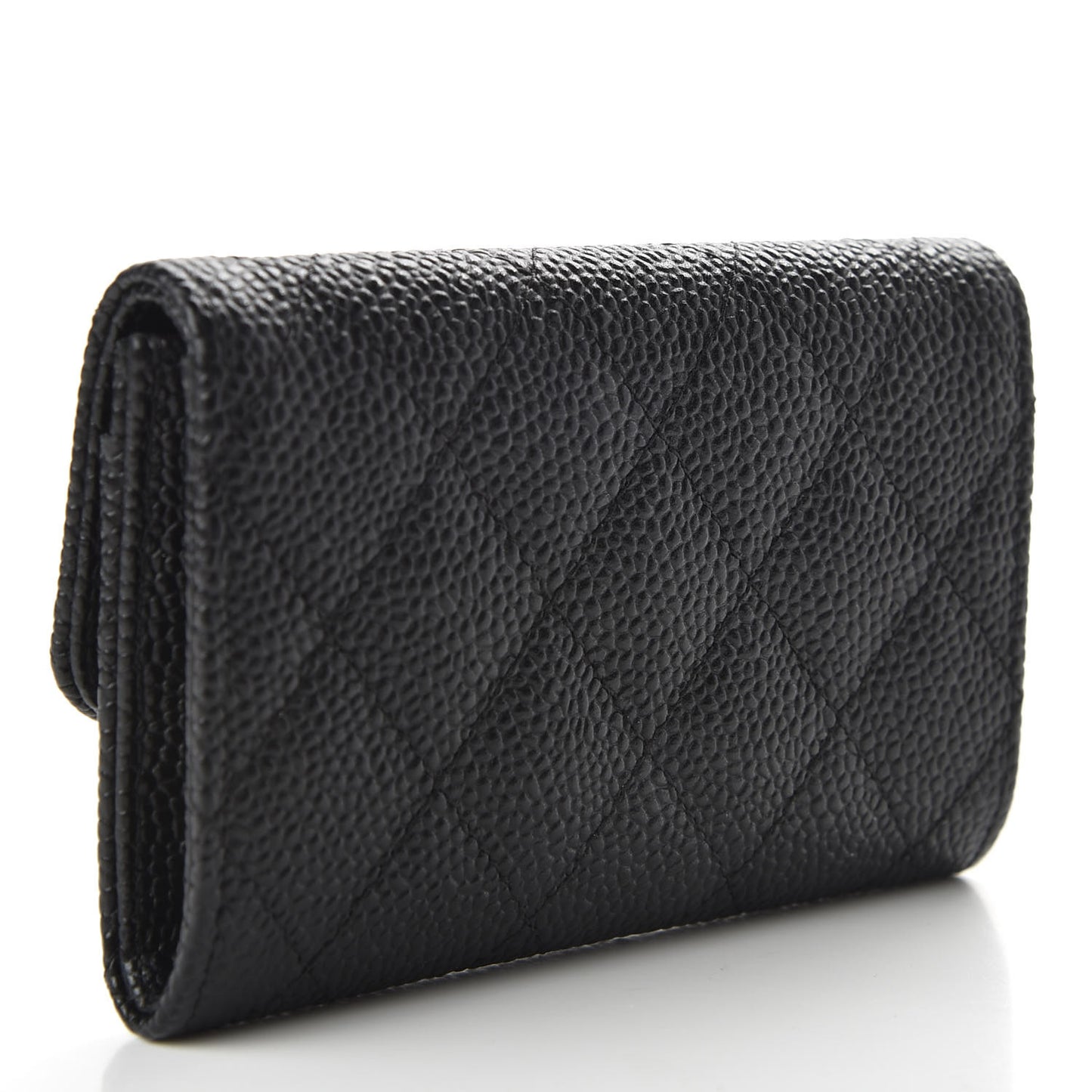 Caviar Quilted Flap Card Holder Black