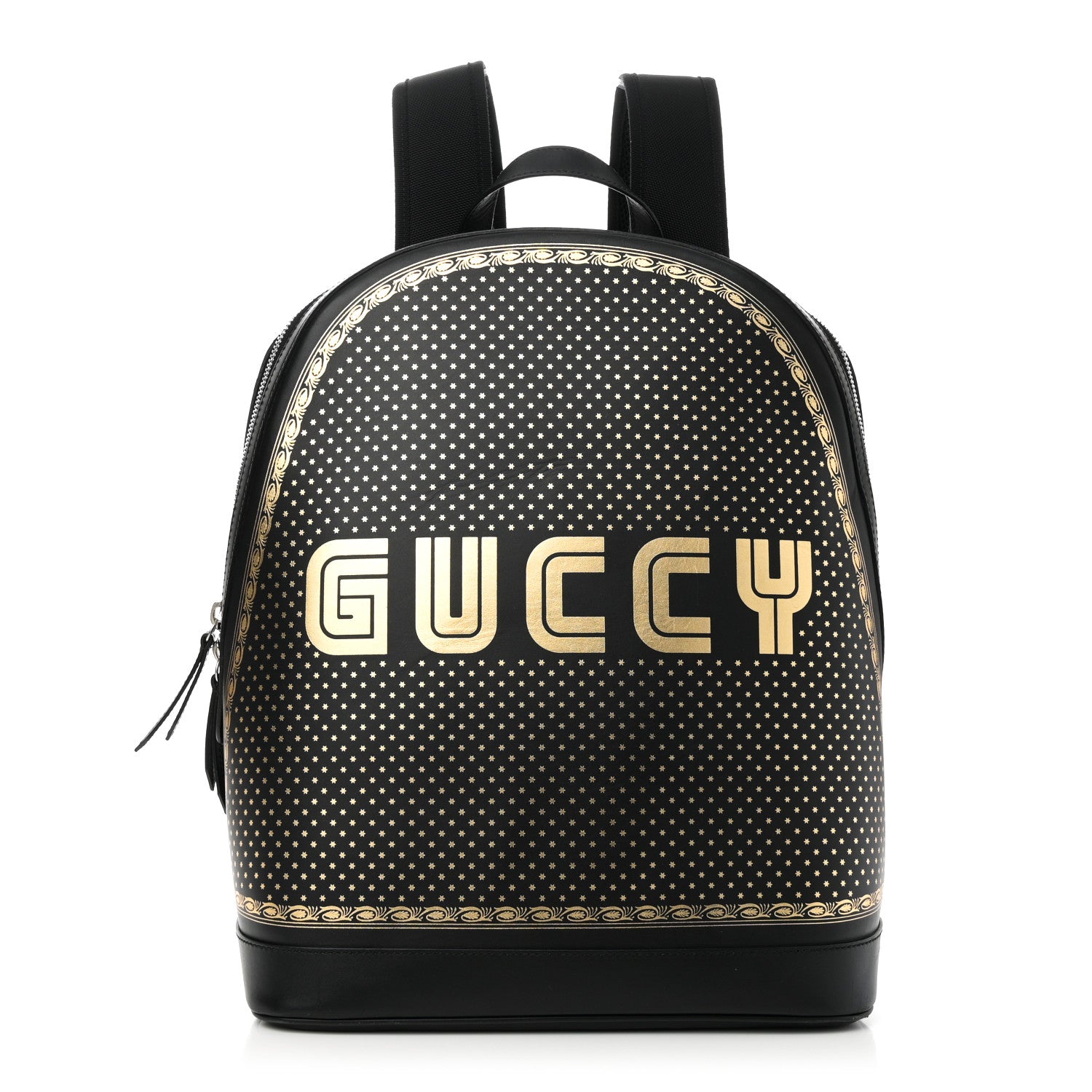 Gucci X SEGA Calfskin GUCCY Stars Dome Backpack Black Gold 1 of 11