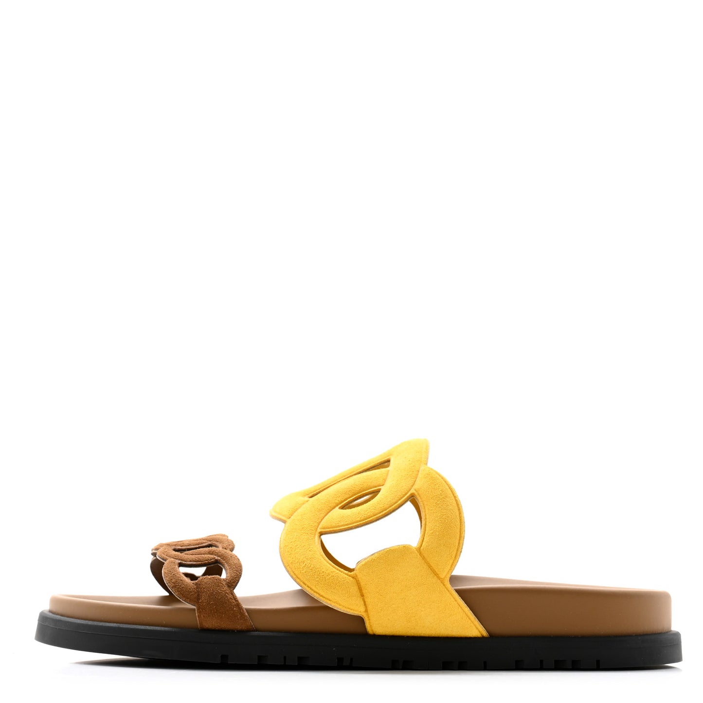 Suede Goatskin Extra Sandals 36.5 Jaune Topaze Brun Fume