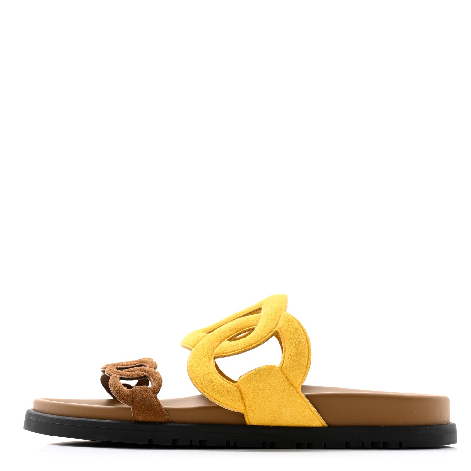 Hermes Suede Goatskin Extra Sandals 36.5 Jaune Topaze Brun Fume 1 of 8