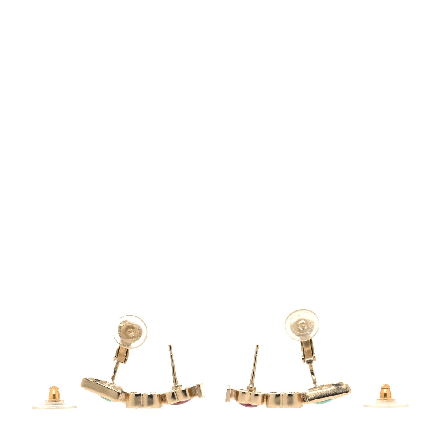 Metal Enamel CC Arrow Earrings Gold Multicolor