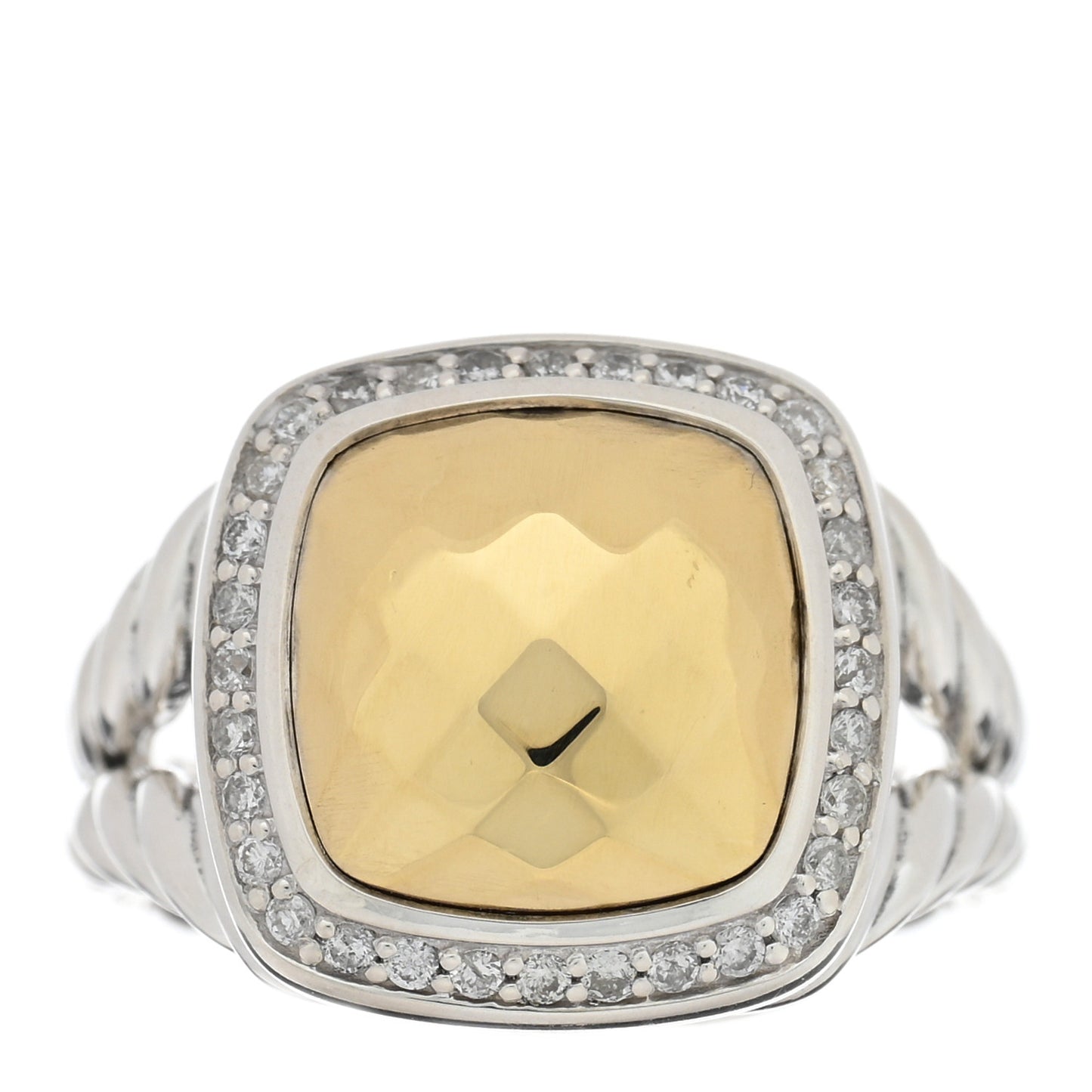 Sterling Silver 18K Yellow Gold Diamond 11mm Albion Ring 54 7