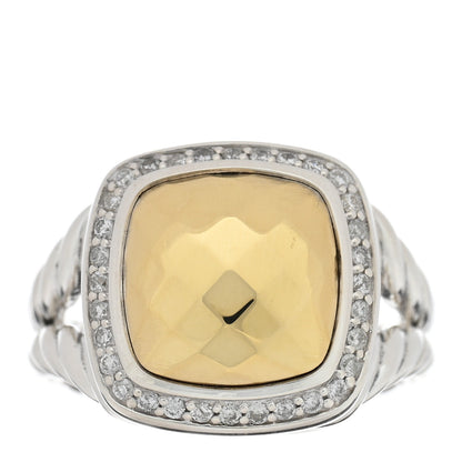 David Yurman Sterling Silver 18K Yellow Gold Diamond 11mm Albion Ring 54 7 1 of 4