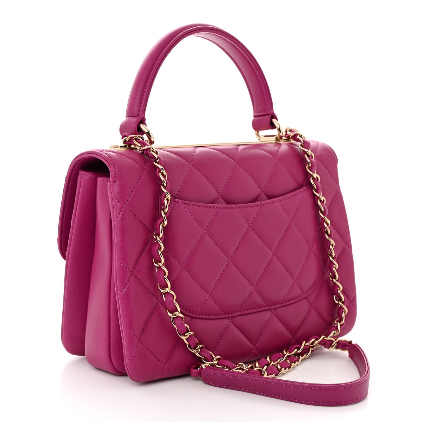 Lambskin Quilted Small Trendy CC Dual Handle Flap Bag Dark Pink