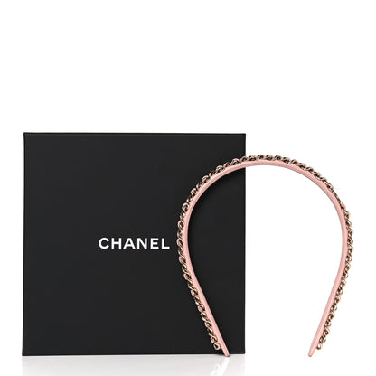 Chanel Metal Lambskin CC Turnlock Chain Headband Gold Pink 5 of 5