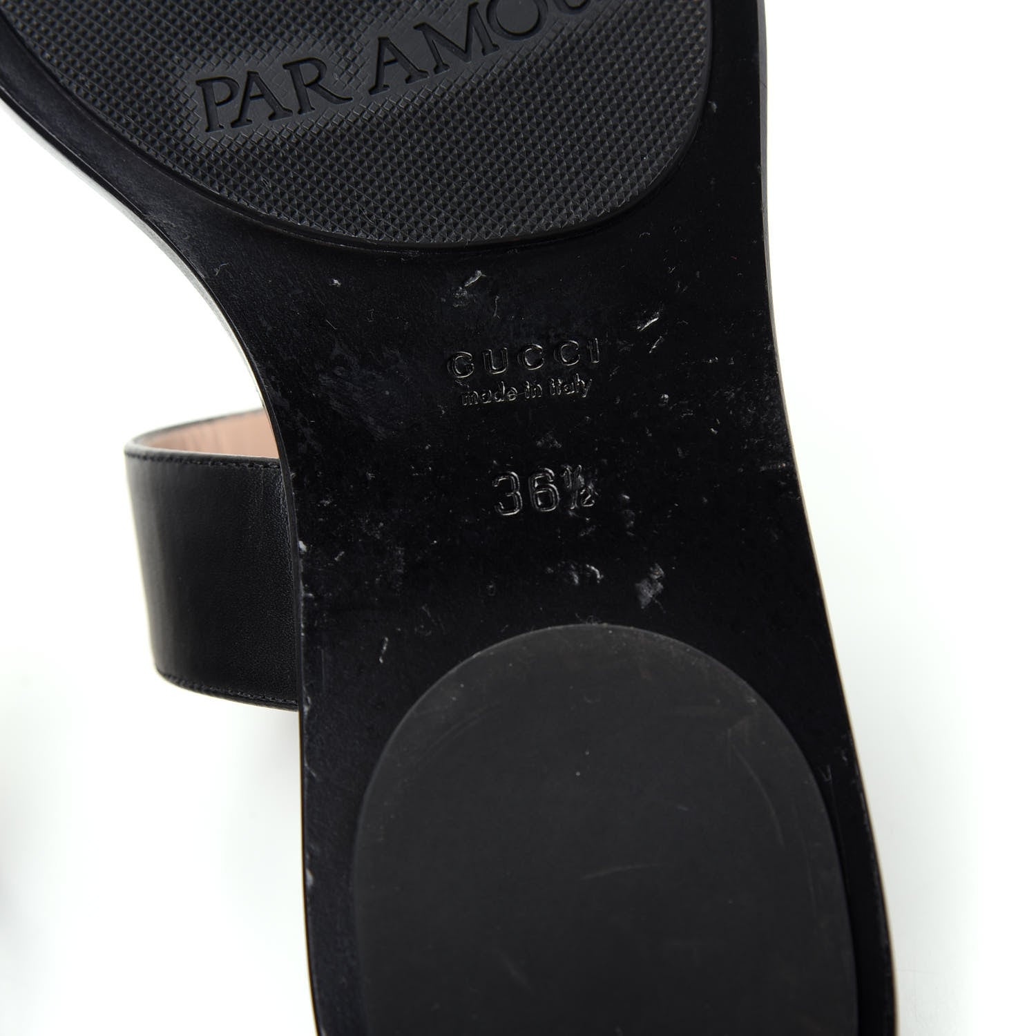 Gucci Calfskin GG Marmont Thong Sandals 36.5 Black 9 of 10