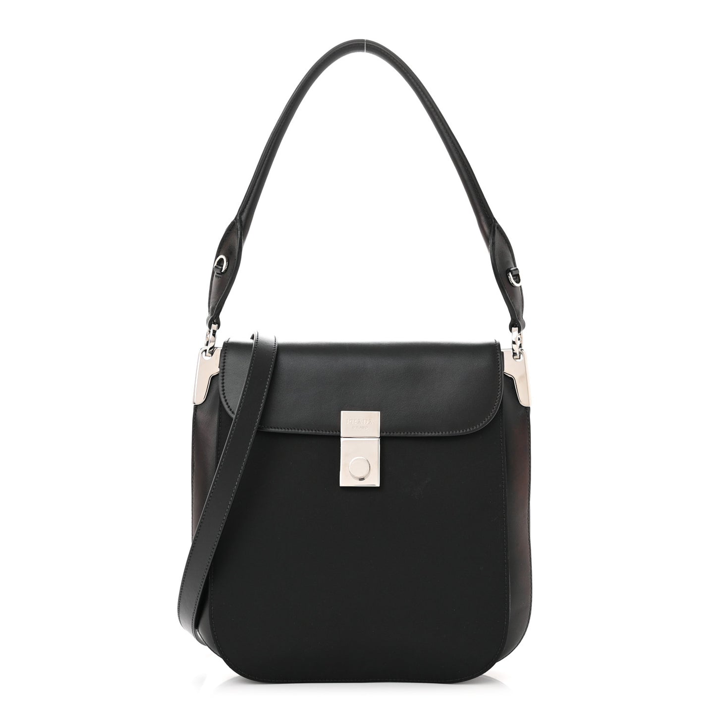 Brushed Calfskin Nylon Small Margit Flap Bag Black