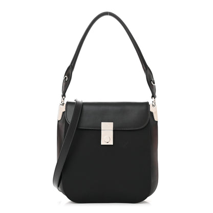 Prada Brushed Calfskin Nylon Small Margit Flap Bag Black 1 of 13