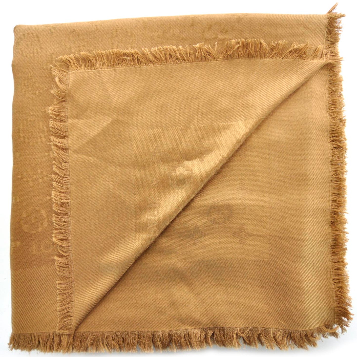 Wool Silk Monogram Shawl Camel