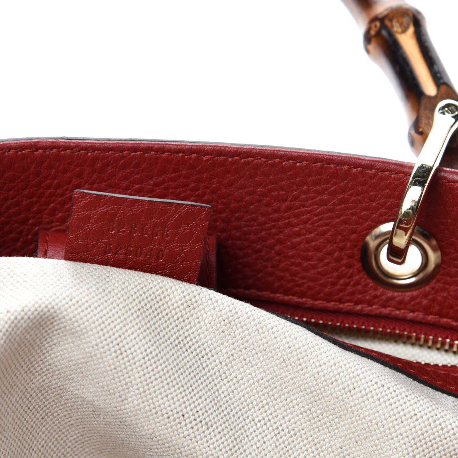 Gucci Calfskin Large Bamboo Shopper Tote Red 9 of 10
