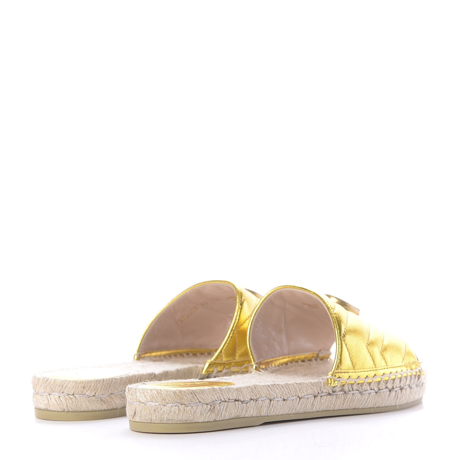 Gucci Metallic Nappa Matelasse GG Marmont Espadrille Slide Sandals 41 Oro 4 of 13