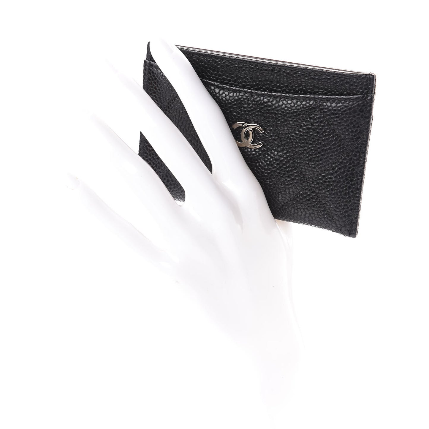 Caviar Quilted Card Holder Black